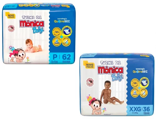 Fralda Turma da Mônica Baby - P e XXG
