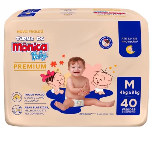 Fralda Turma Da Mônica Baby Premium M 40 Unidades