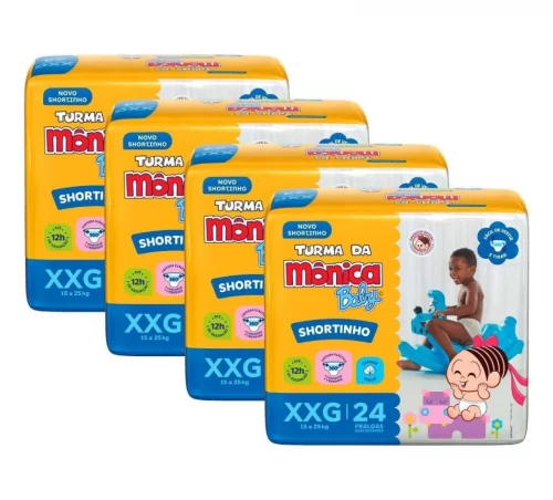 Fralda Turma da Mônica Baby Shortinho Jumbo XXG 96 Unidades