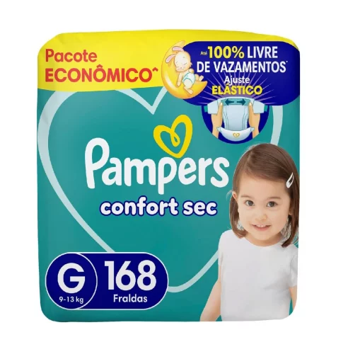 Fraldas Pampers Confort Sec G 168 Unidades, Pampers