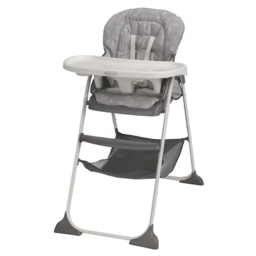 🛍️Graco Cadeira de Alimentação e Refeição Infantil Alta Dobrável e Reclinável Slim Snacker Cinza