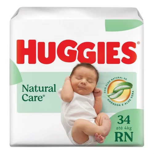 🛍️Huggies Fralda Descartável Premium Natural Care Rn 34 Unidades