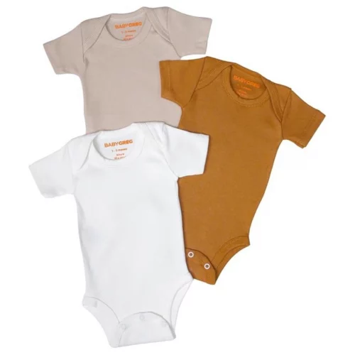 Kit 3 Body Minimalista Para Bebês Unissex Meninas Meninos Cores Neutras Manga Curta - Baby Greg 0 A 12 Meses