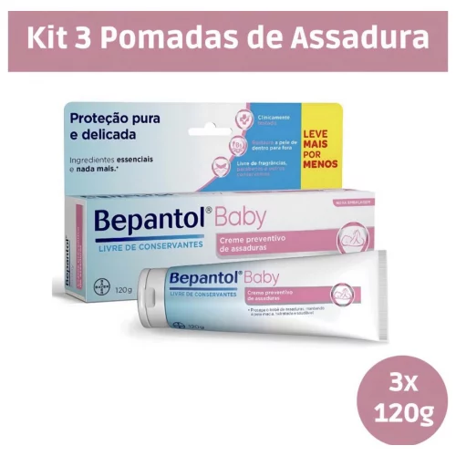 Kit 3 Pomada Assadura Bepantol Baby 120g Kit 3 Pomada Assadura Bepantol Baby 120g