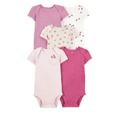 Kit body bebê 5 peças flores e joaninhas multicor | Carter's