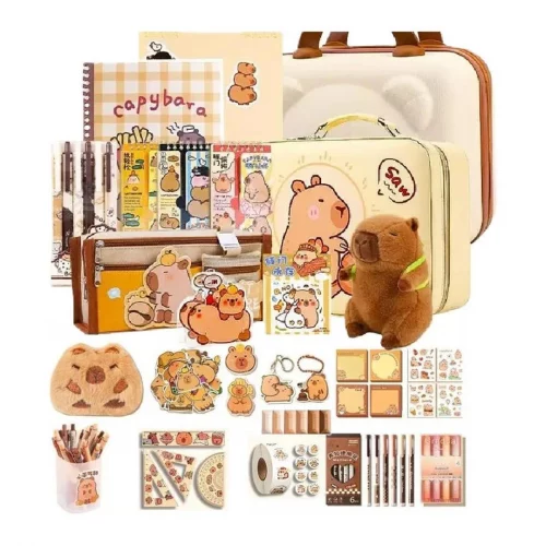 Kit Capivara 31 Itens Papelaria Kawaii Presente Criativo