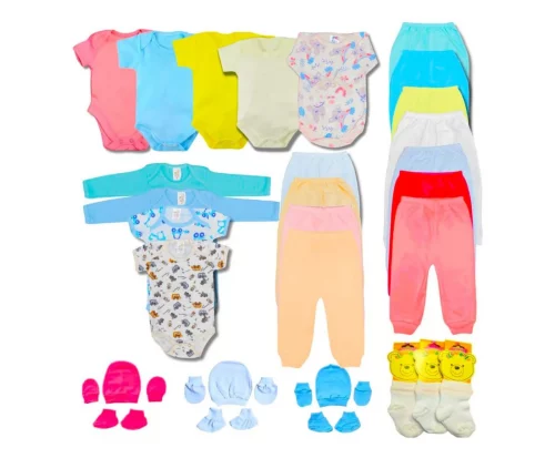 Kit Enxoval 15 Peças Bebê Algodão (Tam. 0 a 8M)