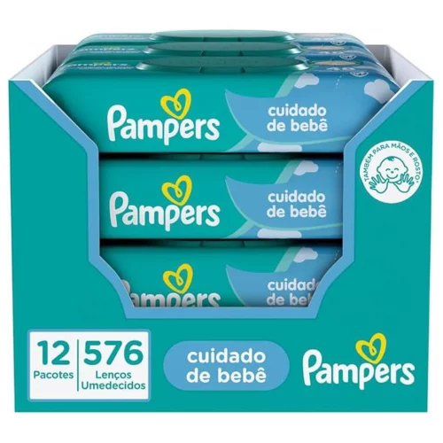 Kit Pampers Cuidado de Bebê Lenços Umedecidos 576 Un