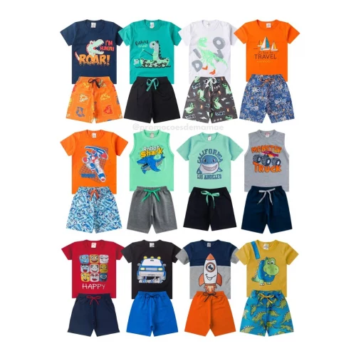 Kit Roupa Infantil Menino 5 conjuntos verão