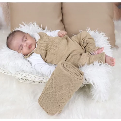 🛍️Kit Salopete Manta RN Menino Menina Saída Maternidade Bebê Tricô Récem Nascido