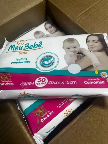 Kit Toalhas Umedecidas Meu Bebê Ultra com 500 Unidades - 10 pacotes com 50 unidades