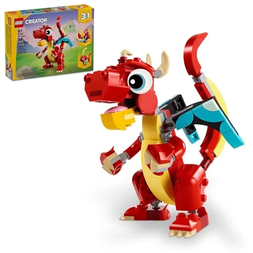 🛍️LEGO® Creator 3 em 1 – Dragão Vermelho Criaturas Mitológicas Seres Místicos 31145