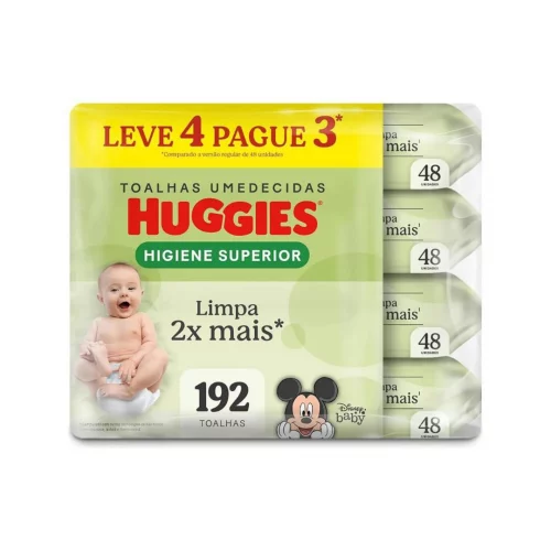 Lenço Umedecido Huggies Max Clean 192 unidades