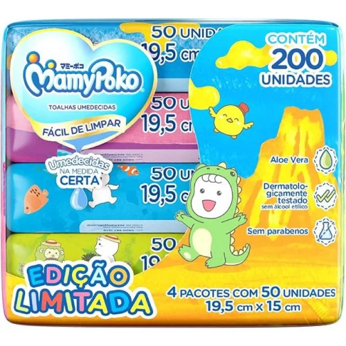 🛍️Lenços Umedecidos Mamypoko 200 Unidades Sem Álcool Hipoalergênicos