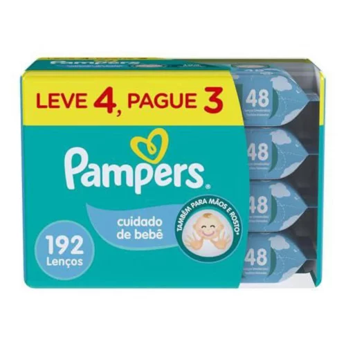 Lenços Umedecidos Pampers Cuidado de Bebê 192 Unidades