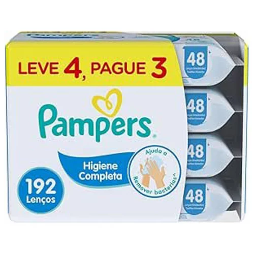 Lenços Umedecidos Pampers Higiene Completa com 192 Unidades