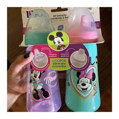 Lillo Kit 2 Copos Colors Bico De Silicone Disney Minnie Rosa
