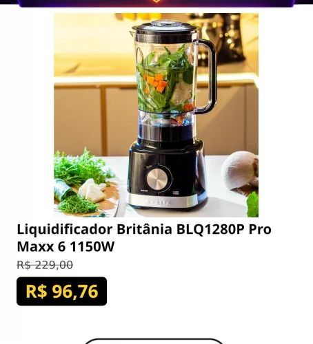 Liquidificador Britânia BLQ1280P Pro Maxx 6 1150W