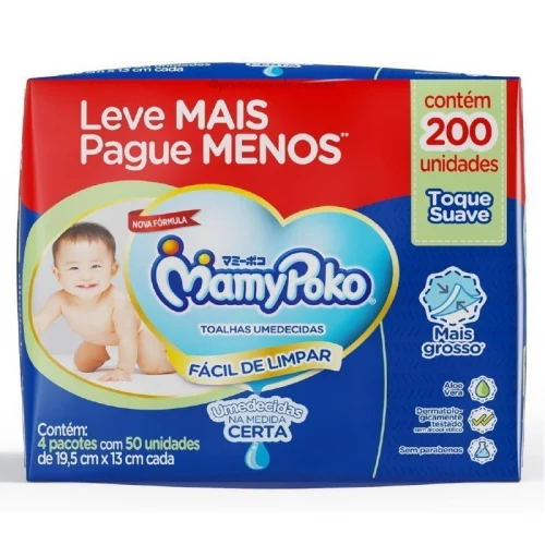MamyPoko Lenços Umedecidos Toque Suave 200 Un