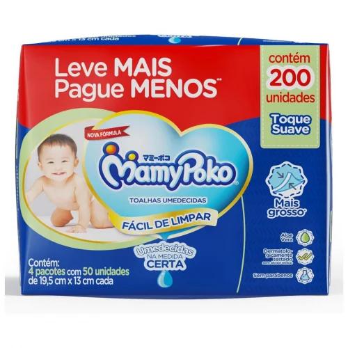 MamyPoko Lenços Umedecidos Toque Suave 200 Unidades