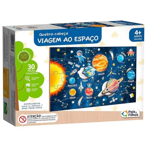 Pais & Filhos - Quebra Cabeça  38 Pçs  Viagem ao Espaço - Madeira