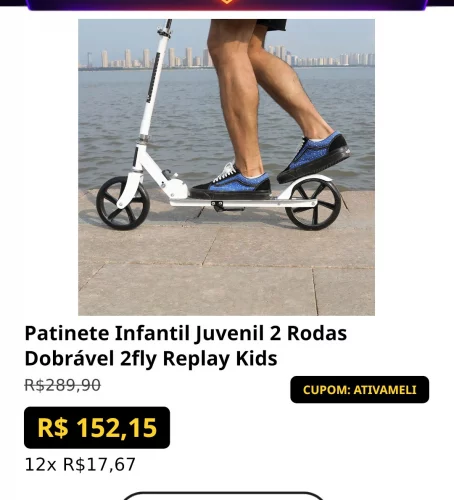 Patinete Infantil Juvenil 2 Rodas Dobrável 2fly Replay Kids