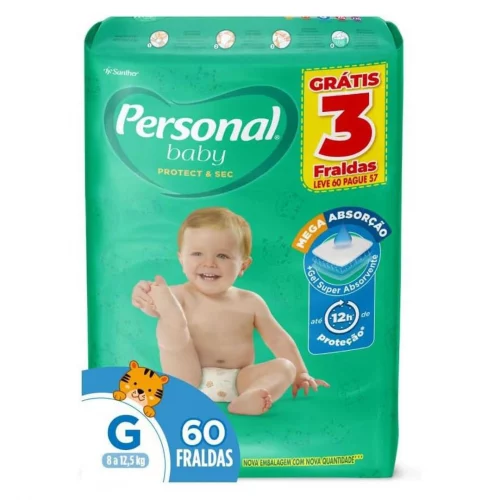 Personal Fralda Baby Protect&Sec G, Leve 60 Pague 57 Unidades