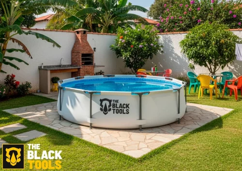 Piscina Estrutural Grande Redonda Aço 4690 L 3m Resistente Cinza Lisa
