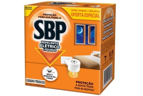 Repelente Elétrico Líquido SBP 45 Noites Aparelho + Refil