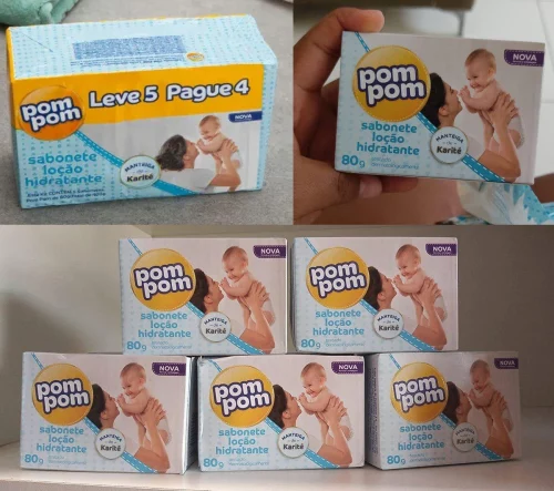 Sabonete Infantil Pom Pom Hidratante 80g - 5 Unidades