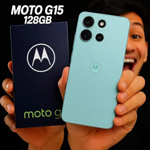 Smartphone Motorola Moto G15 - 128gb 12gb (4gb Ram+8gb Ram Boost) E Camera 50mp Com Ai E Night Vision Bateria De 5200 Mah Tela Fhd+ 6.7 Com Superbrilho Nfc Azul Claro