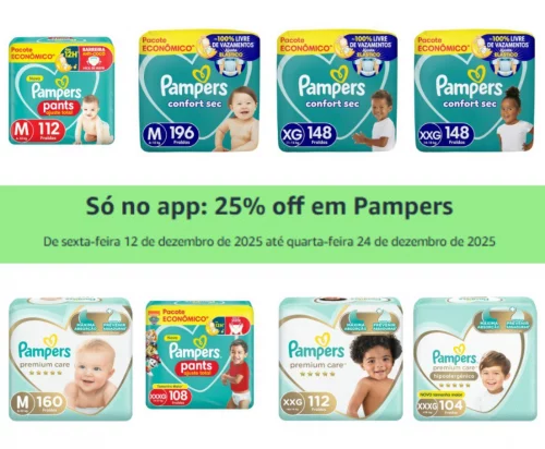 Só no app: 25% off em Pampers