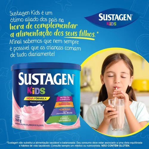 Sustagen Kids Complemento Alimentar Sabor Morango - Lata 350G