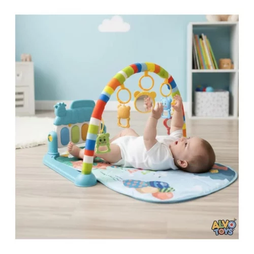 Tapete De Atividades Para Bebê Piano Brinquedo Musical Azul
