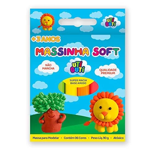 🛍️UTIGUTI Massinha Soft, Massa para Modelar Colorida em Estojo, Tradicional, 6 Cores