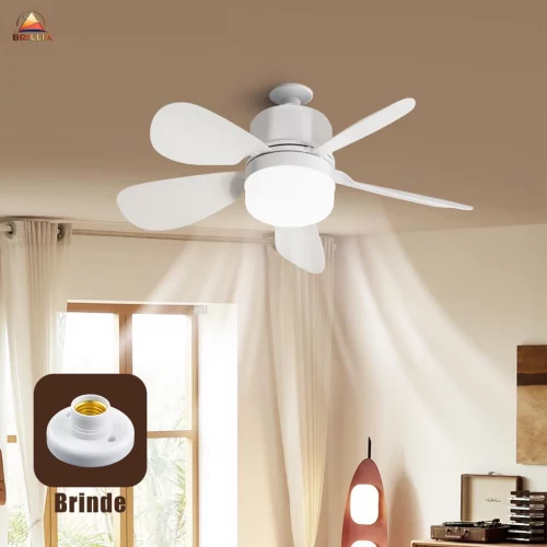 Ventilador de Teto com Luz para Pequenos Espaços Silencioso Controle Remoto Instalação Fácil Bivolt