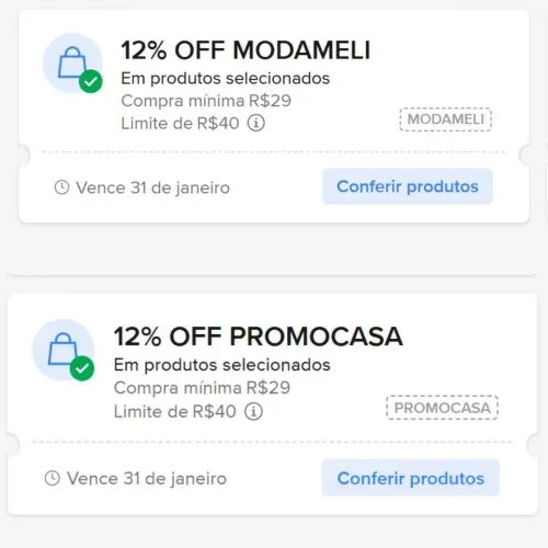 12% OFF para compras mínimas de 29