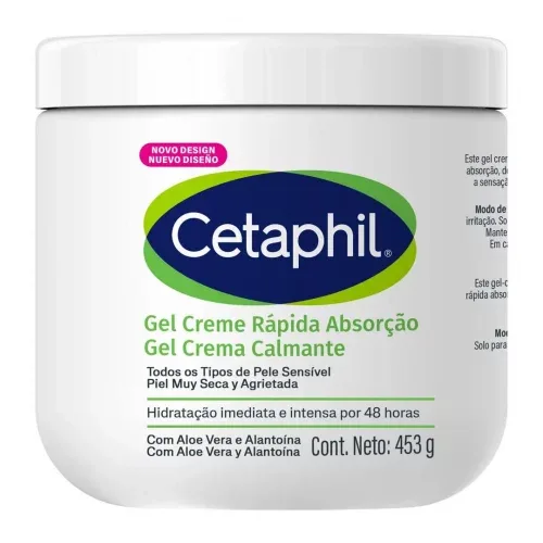 2 UNIDADES - Gel Creme Hidratante Corporal Para Pele Sensível Cetaphil 453g - Hidratação 48h Com Aloe Vera Sem Fragrância