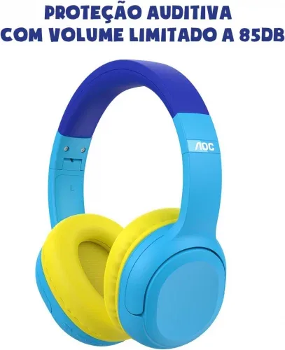 AOC - Headphone Bluetooth Luccas Neto Aventureiro Azul LN001BL/00 com adesivos para personalizar seu fone!