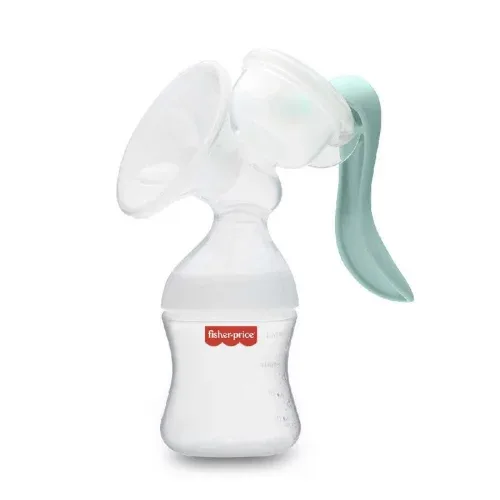 Bomba de Leite Materno Manual 130ml com Sucção Suave FisherPrice Branco e Verde – BB321