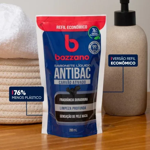 Bozzano Sabonete Líquido Antibac Carvão Ativado Refil 200ml