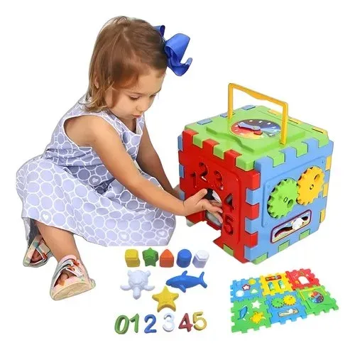 Brinquedo Cubo Didático Educativo Grande De Montar Encaixar Colorido