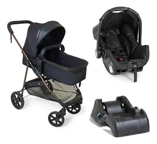 Carrinho Bebê Conforto Moisés Napoli Travel System Galzerano Cor Preto