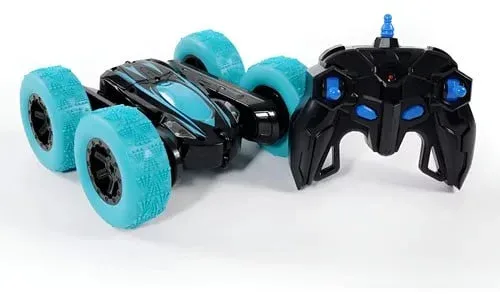 Carrinho de Controle Remoto 360º Preto com Azul Pirueta Quick Run Car com Luzes LED – Giro Radical, Drift e Manobras Incríveis para Crianças | Brinquedo Tração 4x4
