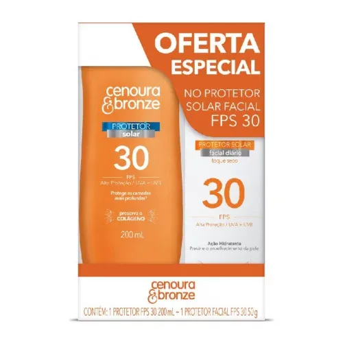 Cenoura e Bronze Kit Protetor Solar Corpo FPS 30 200ml + Facial FPS 30 50g