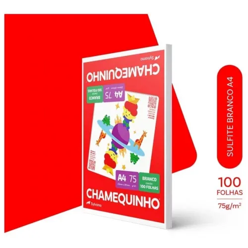 Chamequinho Papel A4, 75 g, 100 Folhas, Branco Sulfite