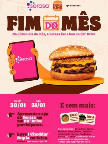 Cheddar Duplo grátis no BK
