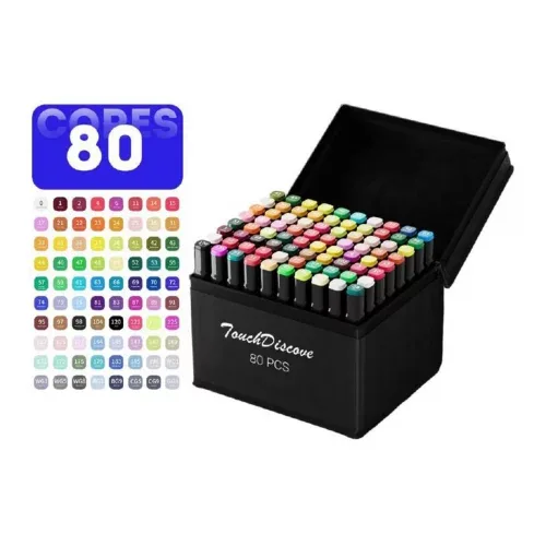 Conjunto Canetas Marcador Canetinha Ponta Dupla 80 Cores Kit