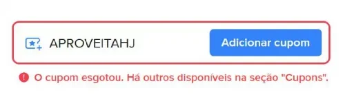 Cupom esgotado pessoal !!