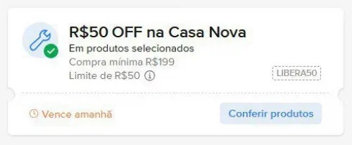 Cupom: R$ 50 OFF acima de 199
